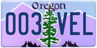 OR license plate 003VEL