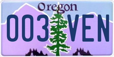 OR license plate 003VEN