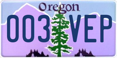 OR license plate 003VEP