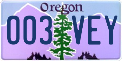 OR license plate 003VEY