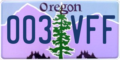 OR license plate 003VFF