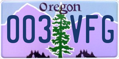 OR license plate 003VFG