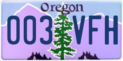 OR license plate 003VFH