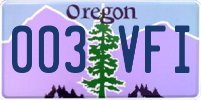 OR license plate 003VFI