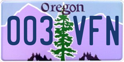 OR license plate 003VFN
