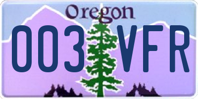 OR license plate 003VFR