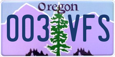 OR license plate 003VFS