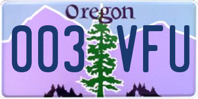 OR license plate 003VFU