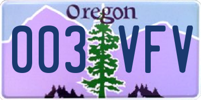OR license plate 003VFV