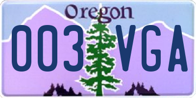 OR license plate 003VGA