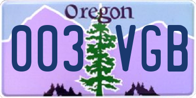OR license plate 003VGB