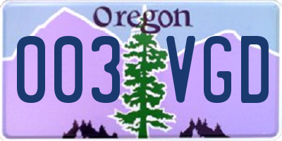 OR license plate 003VGD