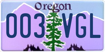 OR license plate 003VGL