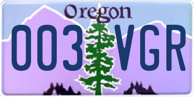 OR license plate 003VGR