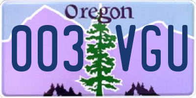 OR license plate 003VGU
