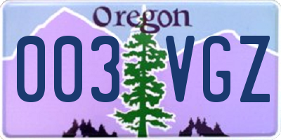 OR license plate 003VGZ