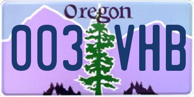 OR license plate 003VHB