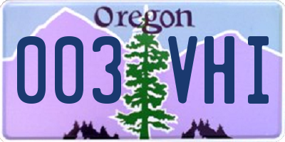 OR license plate 003VHI