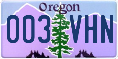 OR license plate 003VHN