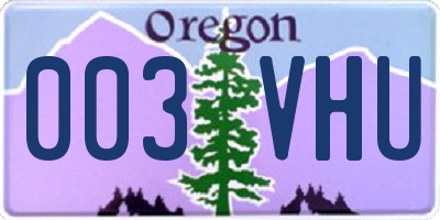 OR license plate 003VHU