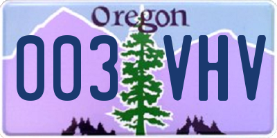 OR license plate 003VHV