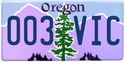 OR license plate 003VIC