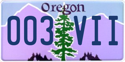 OR license plate 003VII
