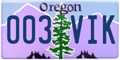 OR license plate 003VIK