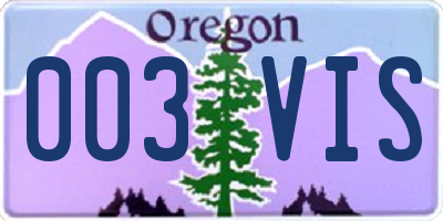 OR license plate 003VIS