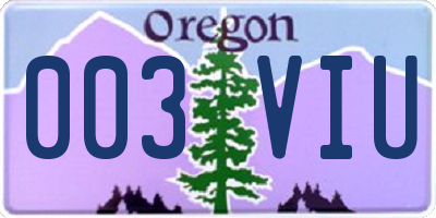 OR license plate 003VIU