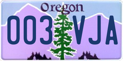 OR license plate 003VJA