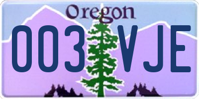 OR license plate 003VJE