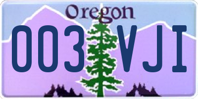 OR license plate 003VJI