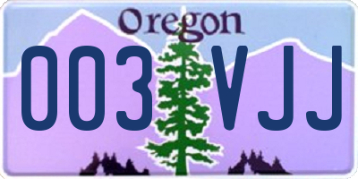 OR license plate 003VJJ