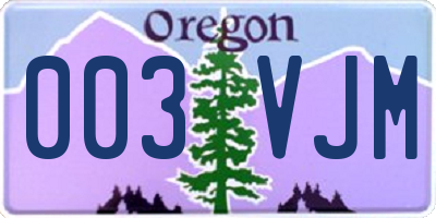 OR license plate 003VJM
