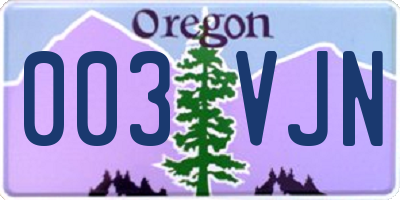 OR license plate 003VJN