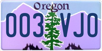 OR license plate 003VJO