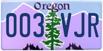 OR license plate 003VJR