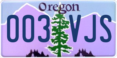 OR license plate 003VJS