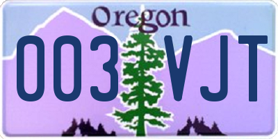 OR license plate 003VJT
