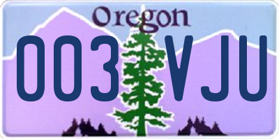 OR license plate 003VJU