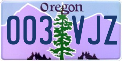 OR license plate 003VJZ