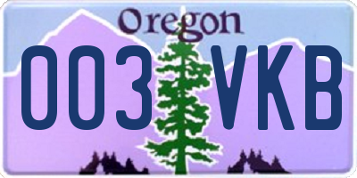 OR license plate 003VKB