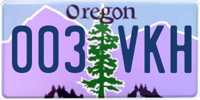 OR license plate 003VKH