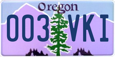 OR license plate 003VKI