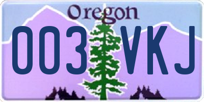 OR license plate 003VKJ
