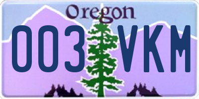 OR license plate 003VKM
