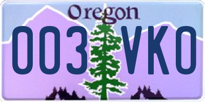 OR license plate 003VKO