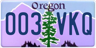OR license plate 003VKQ