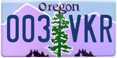 OR license plate 003VKR